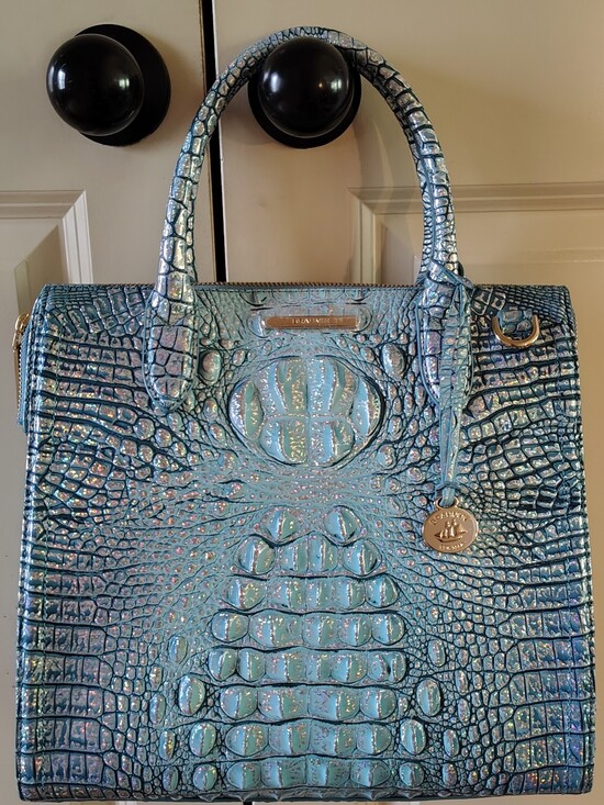 Brahmin Handbags - Brahmin Artic Blue Croc-Embossed  Large Caroline Satchel